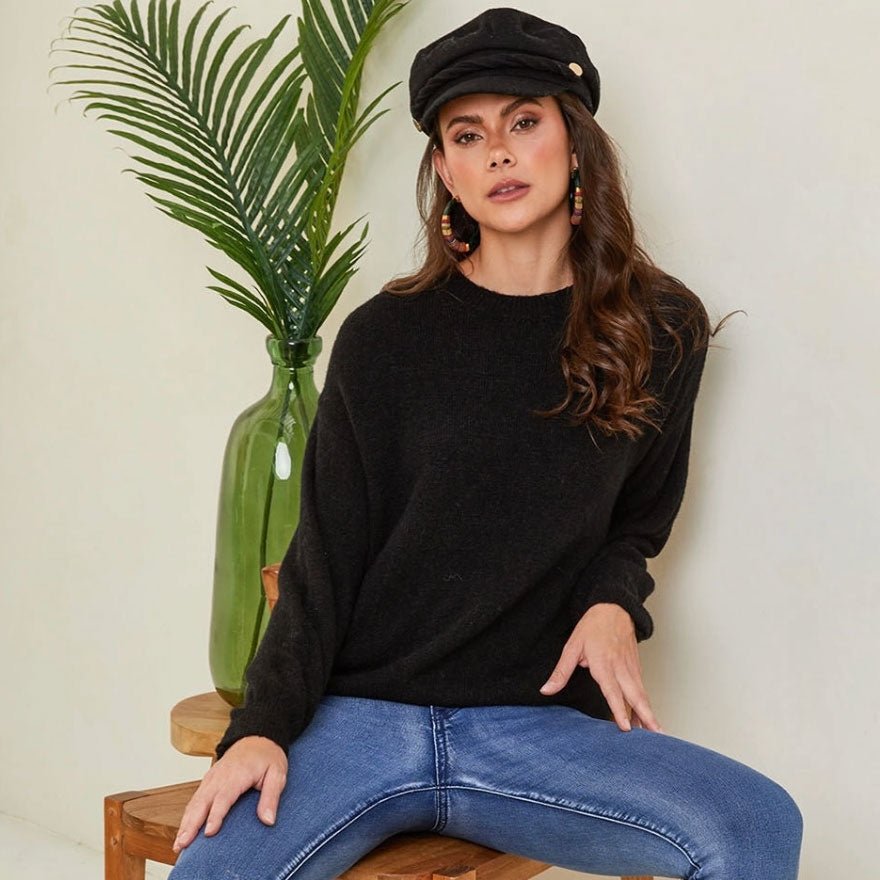 Alpaka Strickpullover - Classic Black - Pulver & Blei