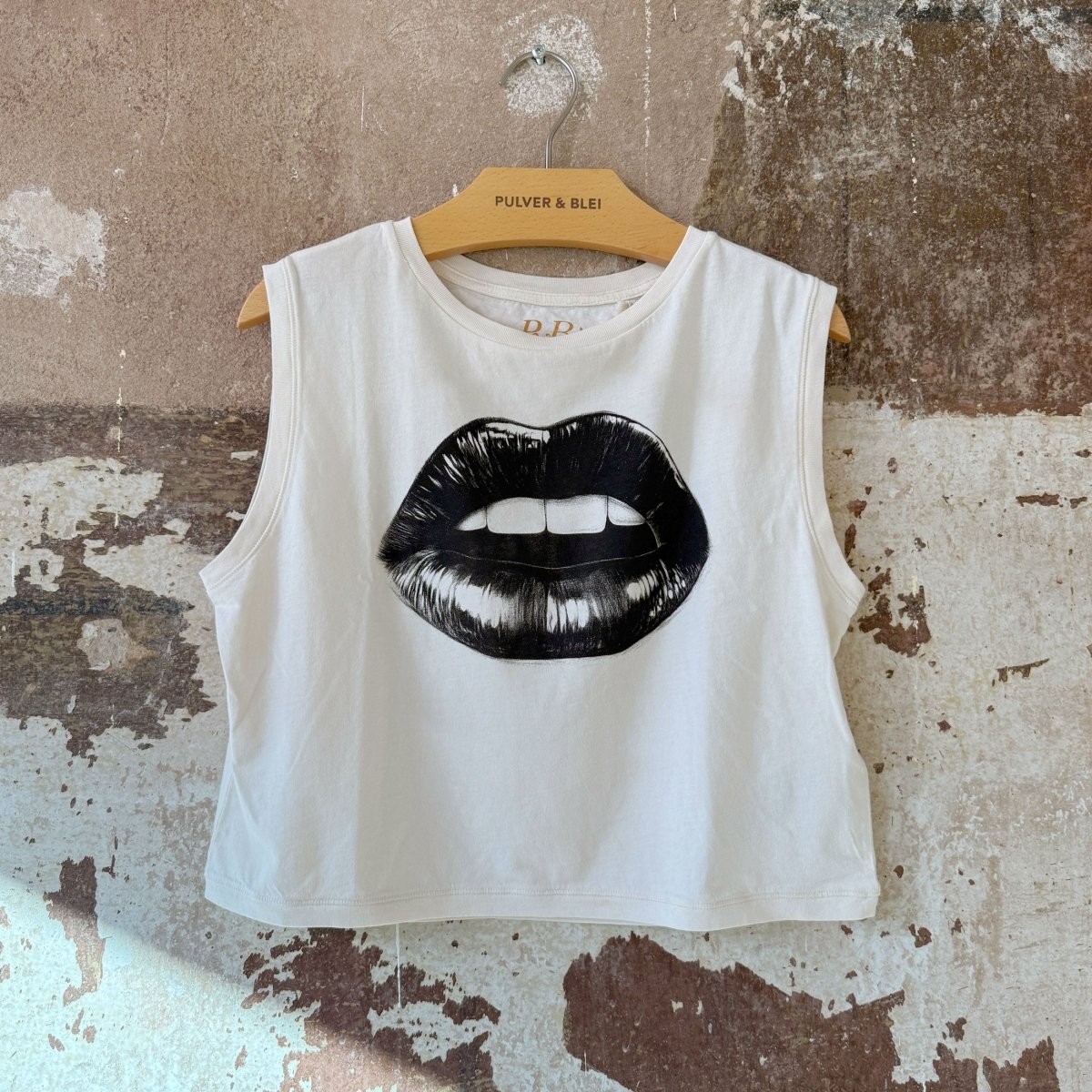 Kiss my Lips - Boxy Top Natur - Pulver & Blei