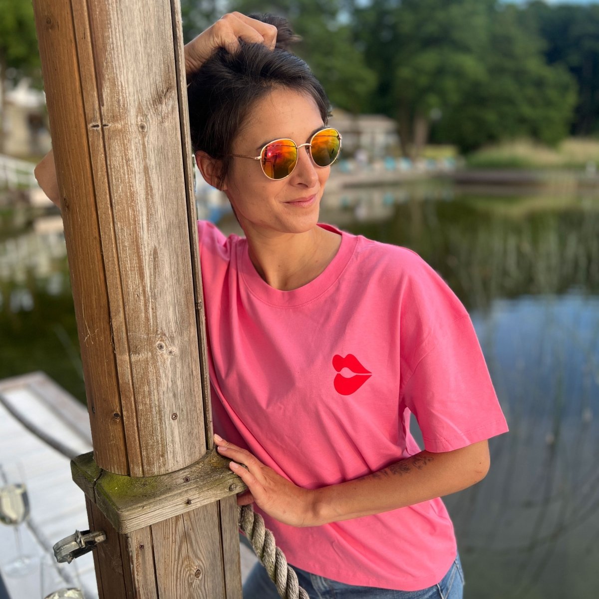 Knutschen & Rosé - Oversize T-Shirt Rosa - Pulver & Blei