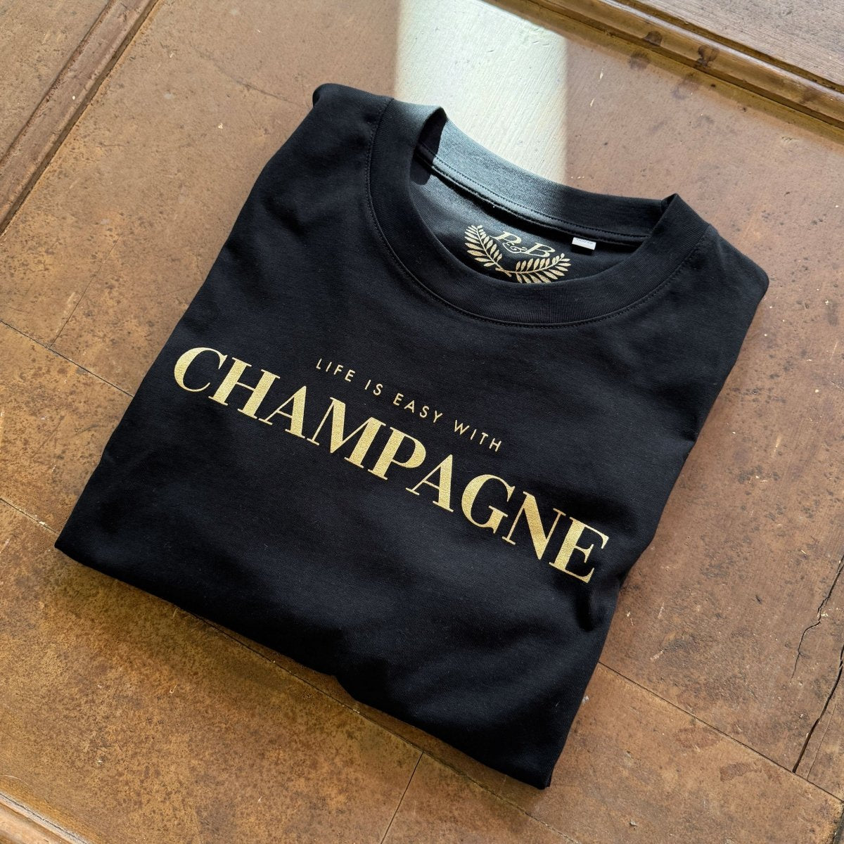 Life is easy with Champagne - Oversize T-Shirt Black - Pulver & Blei