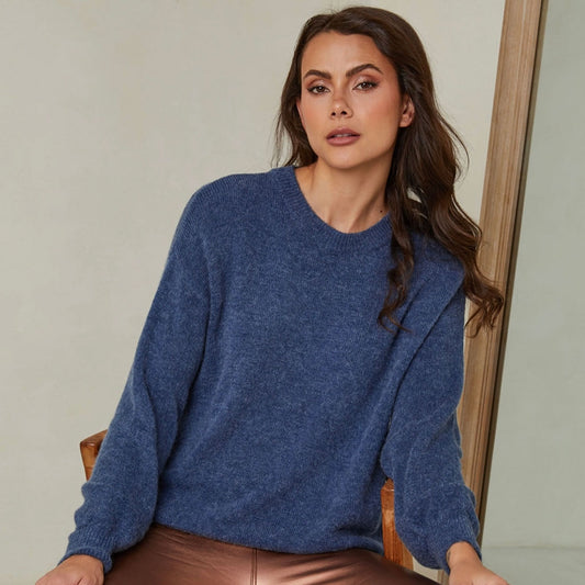 Alpaka Strickpullover - French Blue
