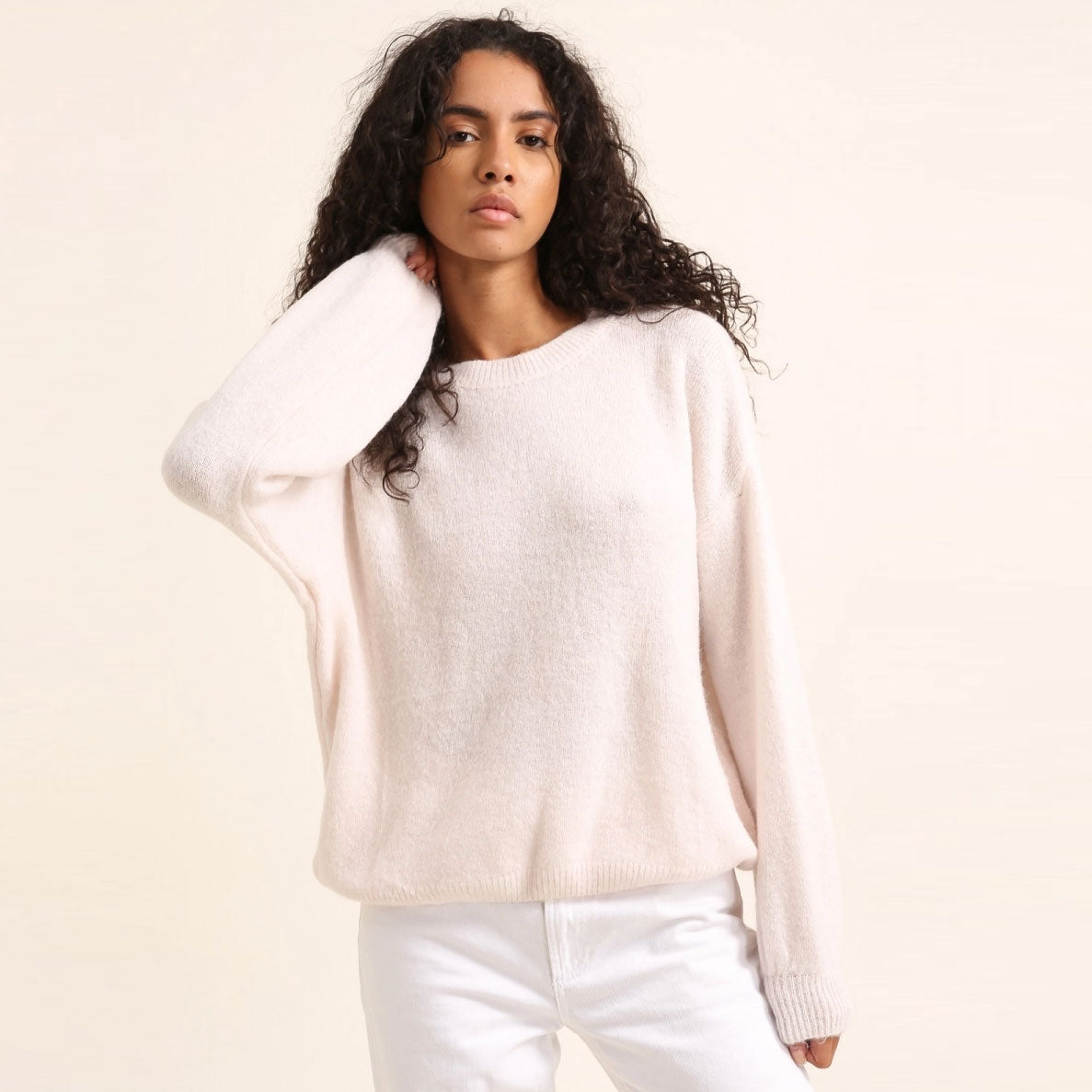 Alpaka Strickpullover - Soft Stone