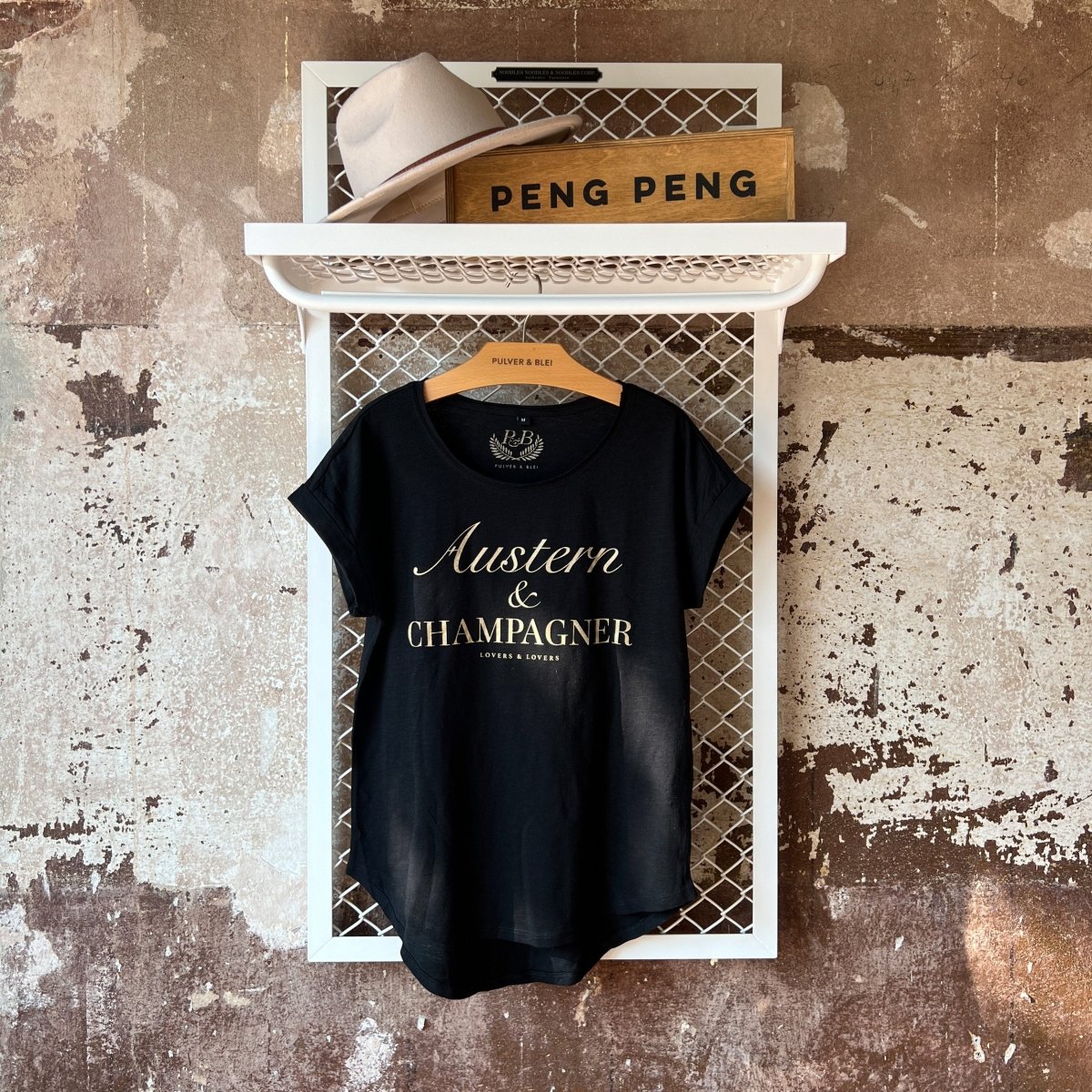 Austern & Champagner - Fashionshirt Schwarz - Pulver & Blei