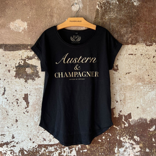 Austern & Champagner - Fashionshirt Schwarz - Pulver & Blei