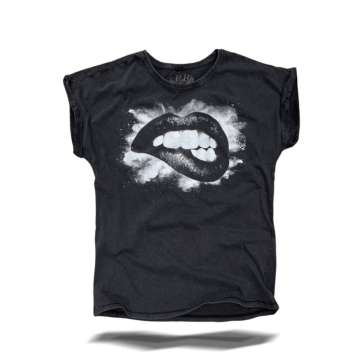Bite my Lips - Black Vintage T-Shirt - Pulver & Blei