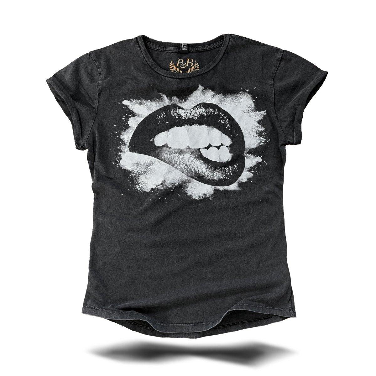 Bite my Lips - Black Vintage T-Shirt - Pulver & Blei