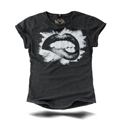 Bite my Lips - Black Vintage T-Shirt - Pulver & Blei