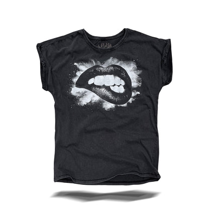 Bite my Lips - Black Vintage T-Shirt