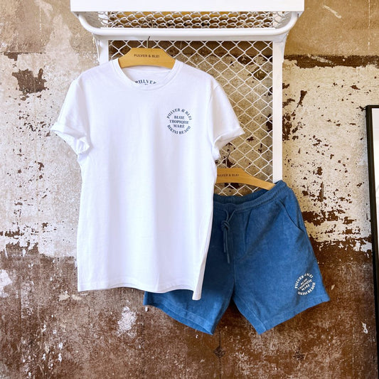 Blue Tropique Mare - T-Shirt weiss - Pulver & Blei