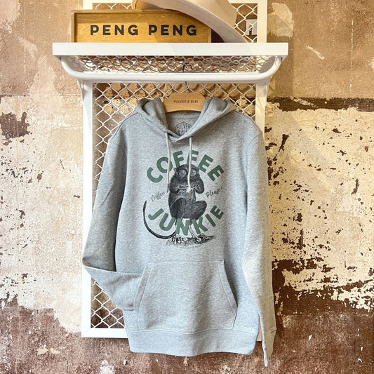 Coffee Junkie Hoodie grau - Pulver & Blei
