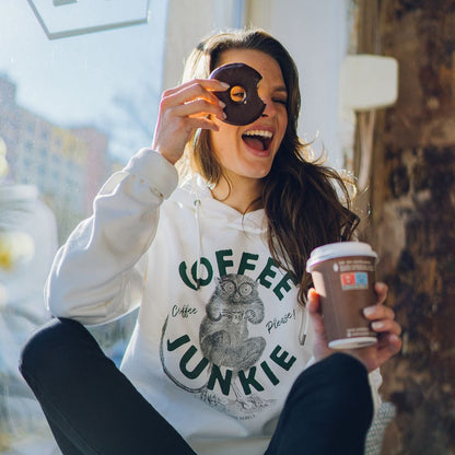 Coffee Junkie Unisex Hoodie creme