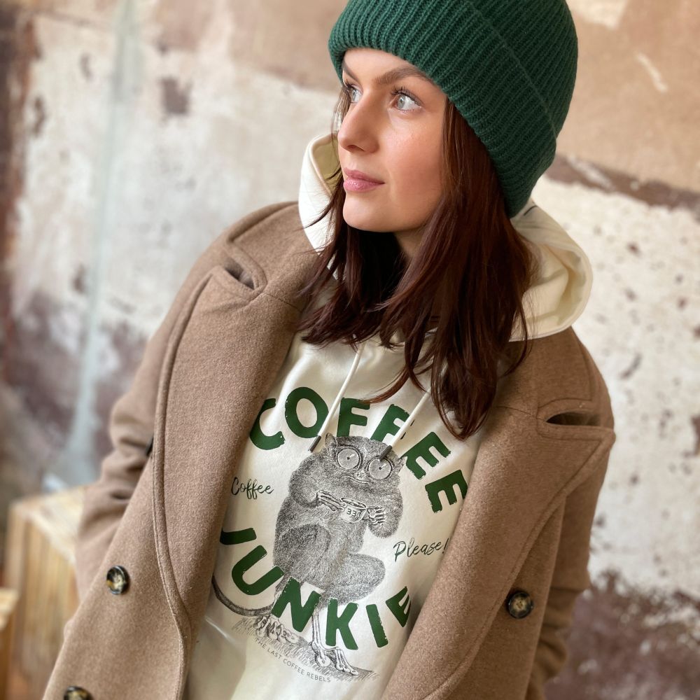 Coffee Junkie Unisex Hoodie creme - Pulver & Blei