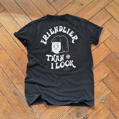 Friendlier then i look - Vintage Black Tee - Pulver & Blei