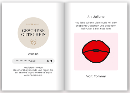 Geschenkkarte / Shopping - Gutschein - Pulver & Blei