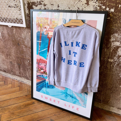I like it here - Lavendel Frottee Sweater - Pulver & Blei