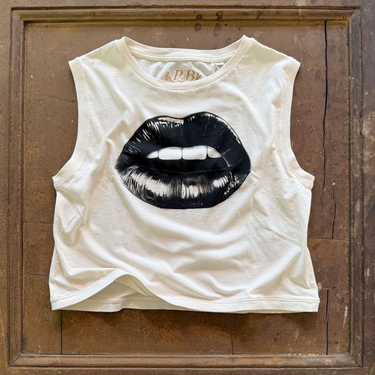 Kiss my Lips - Boxy Top Natur - Pulver & Blei