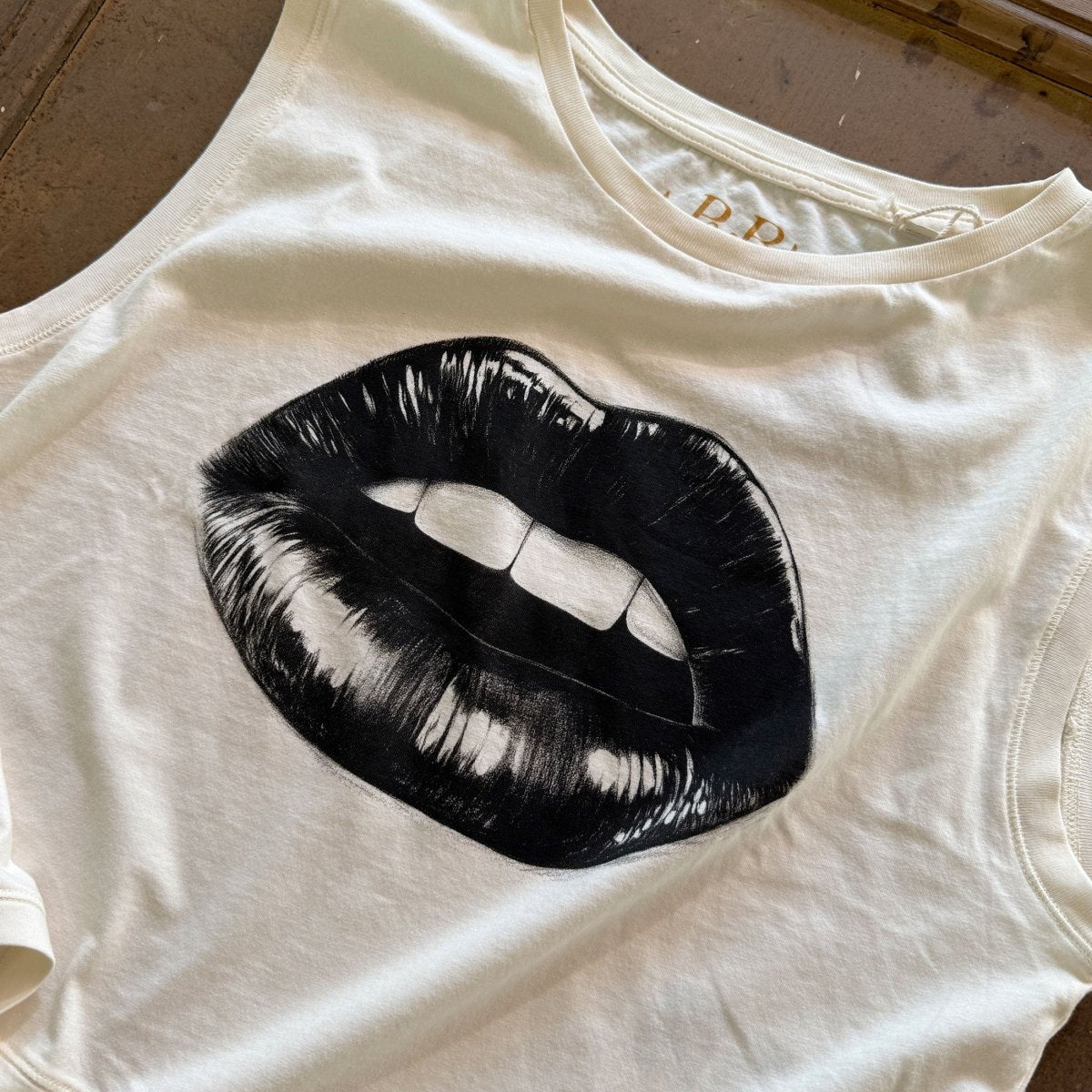 Kiss my Lips - Boxy Top Natur - Pulver & Blei