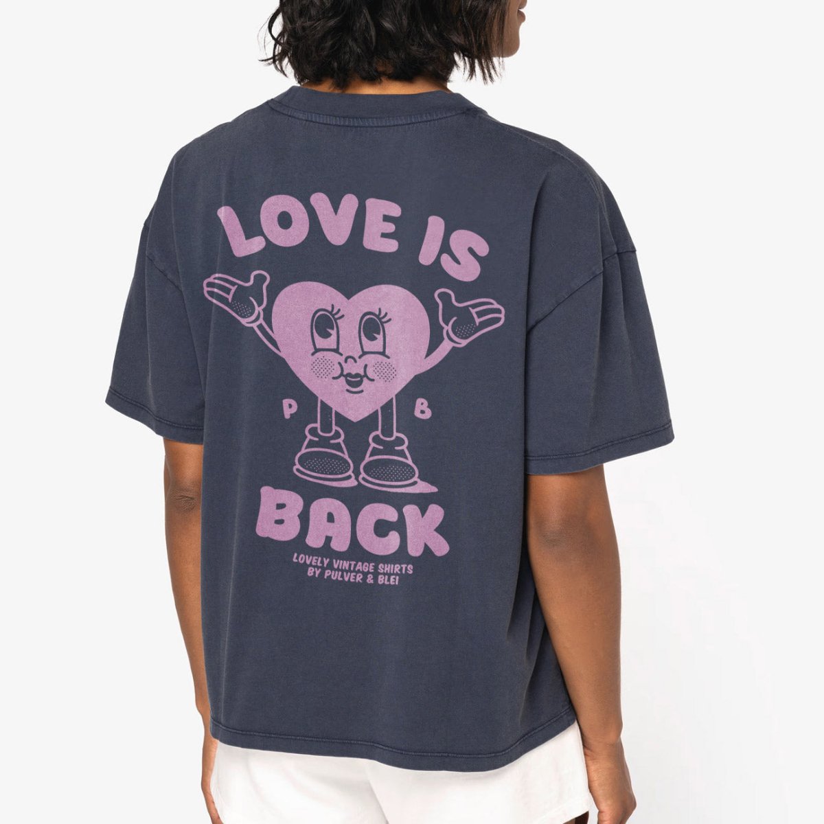 Love is Back - Womans Oversize Washed Navy - Pulver & Blei
