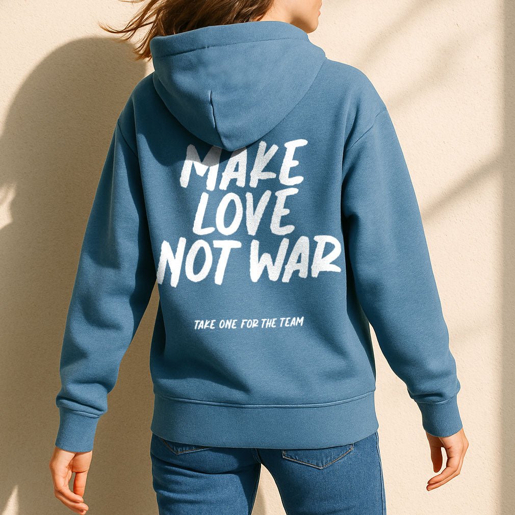 Make Love not War - Peace Hoodie Blau - Pulver & Blei