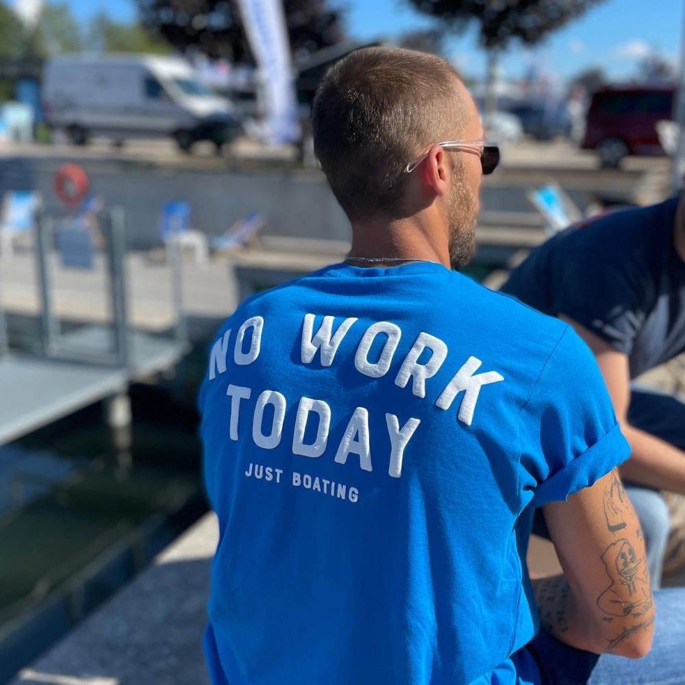 No Work - Just Boating - T-Shirt Azure Blue