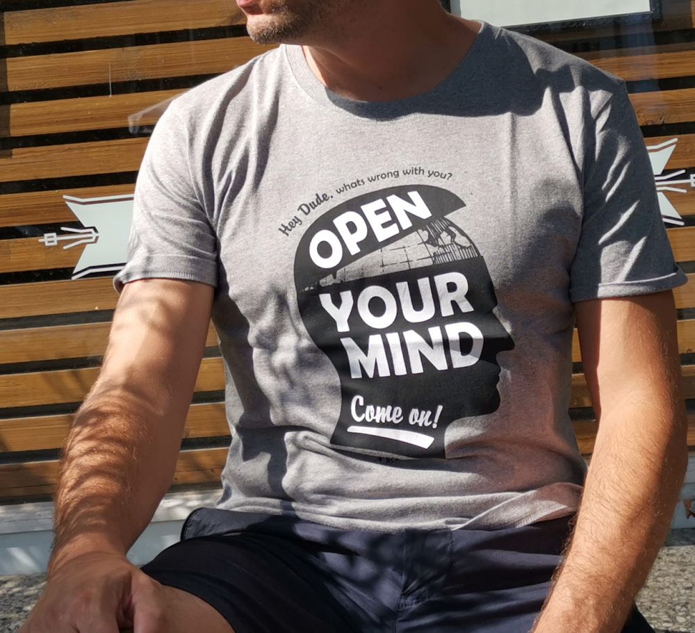 Open Your Mind Dude - T-Shirt grau - Pulver & Blei
