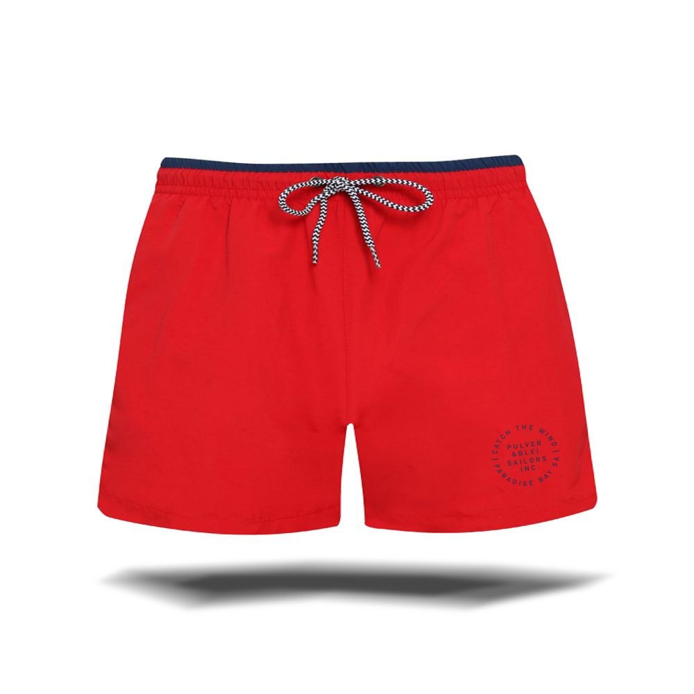 Paradise Bay Swim Short - Badehose Red - Pulver & Blei