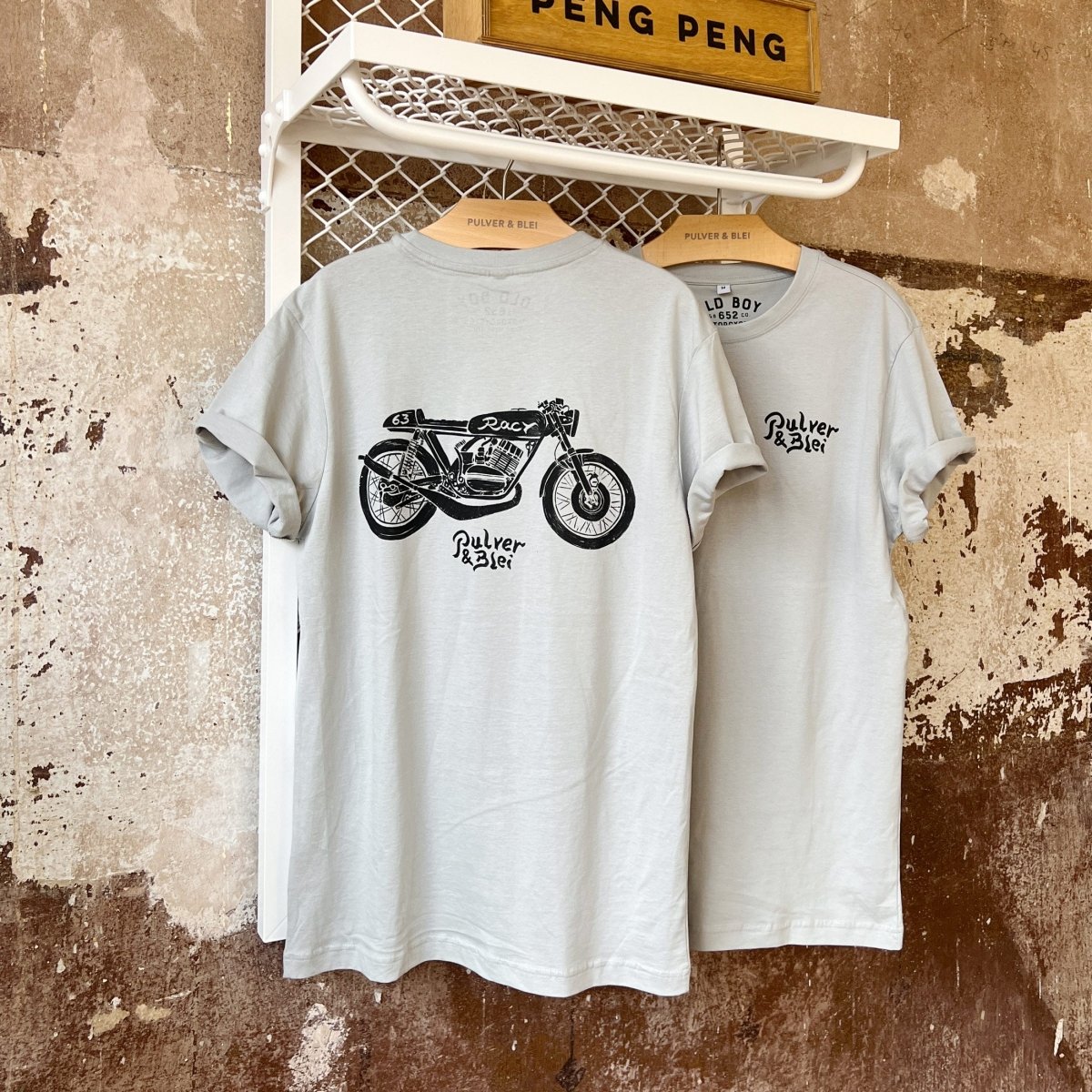 Racy 63 - Café Racer T-Shirt grau - Pulver & Blei