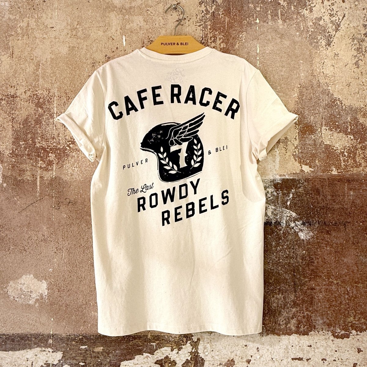 Rowdy Rebels Cafe Racer - T-Shirt Raw Natural - Pulver & Blei