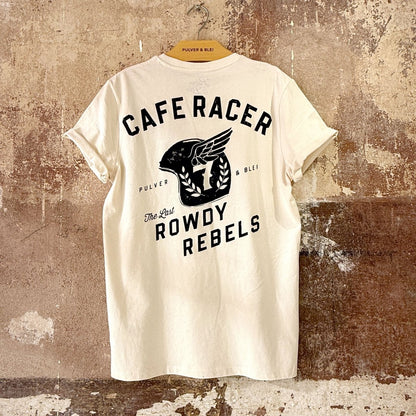 Rowdy Rebels Cafe Racer - T-Shirt Raw Natural - Pulver & Blei