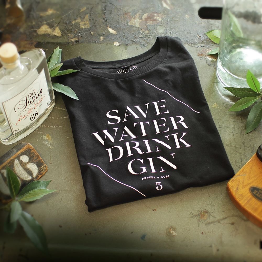 Save water drink gin - T-Shirt Men Black - Pulver & Blei