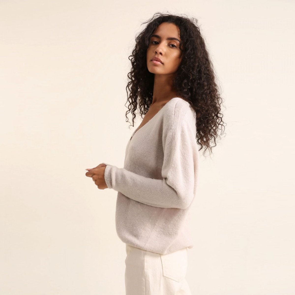 Soft Stone Alpaca Cardigan - Pulver & Blei