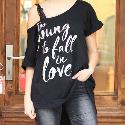 To young to fall in Love - T-shirt black - Pulver & Blei