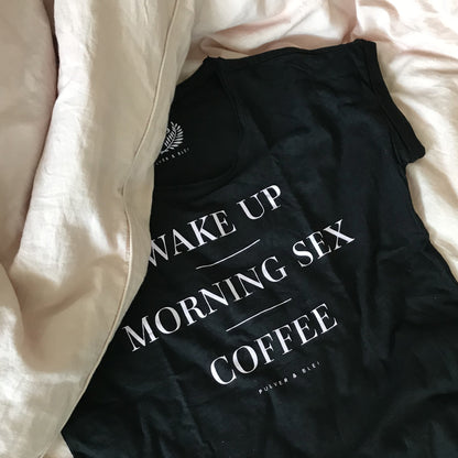 Wake Up - Morning Sex - Black Fashion Tee