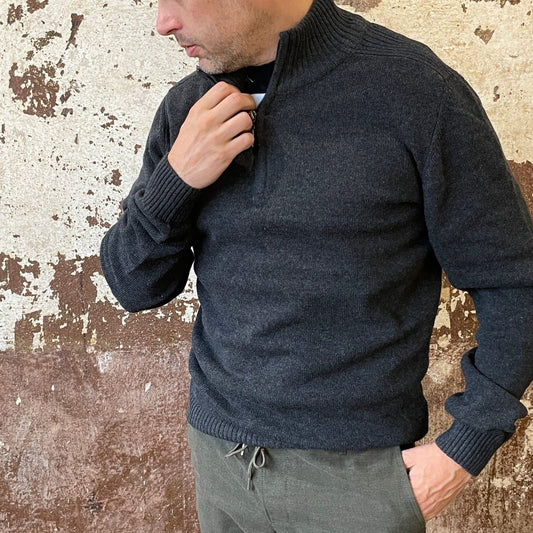 Zip - Strickpullover - Burrwood Charcoal - Pulver & Blei