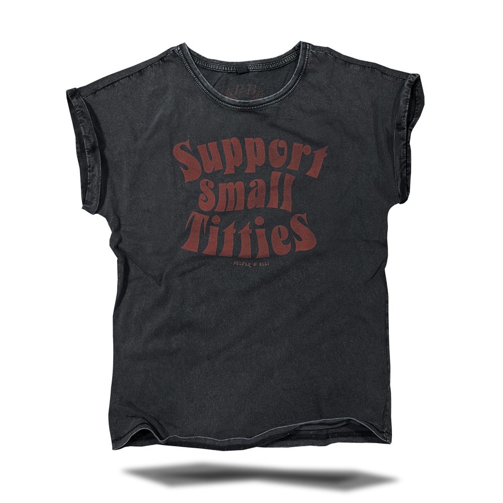 Support Small Titties T-Shirt - Black Vintage